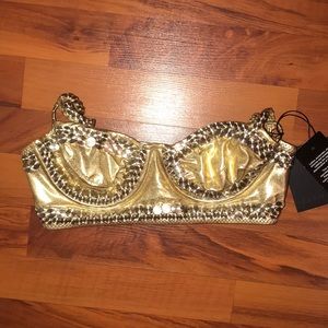 NWT Norma Kamali gold underwire bikini top